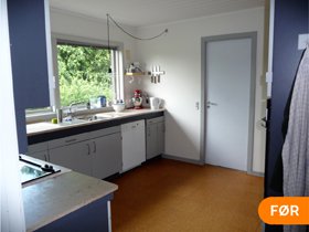 køkken korkgulv før